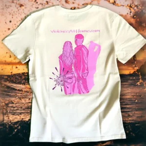 T Shirt ViolenceAtHome Crema Pink