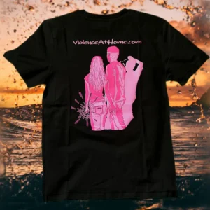 T Shirt ViolenceAtHome Schwarz Pink